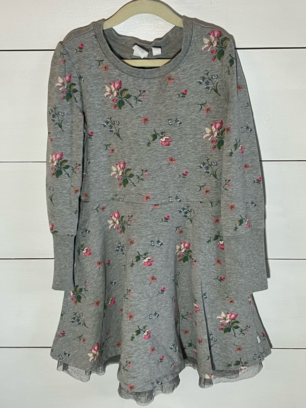 Gap - Sarah Jessica Parker Girls' Floral Grey Long-Sleeve Dress